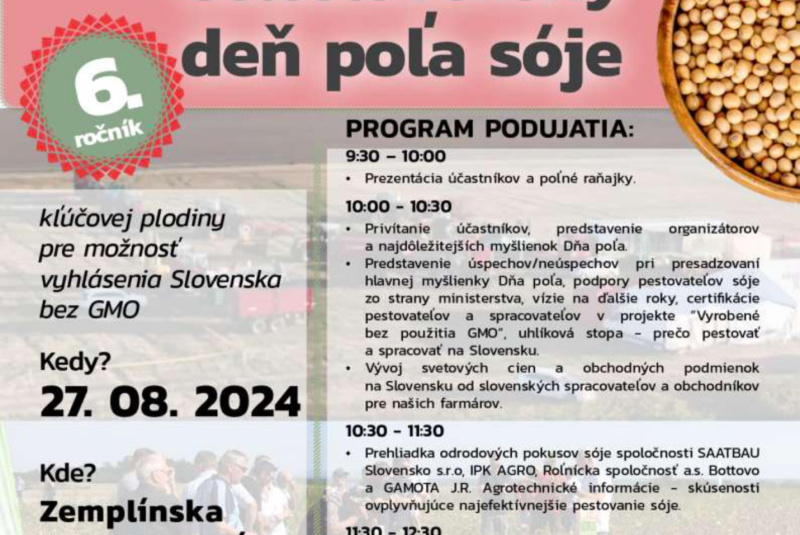 Novinky / Pozvánka na celosovenský deň poľa sóje v Úpore dňa 27.8.2024 - foto