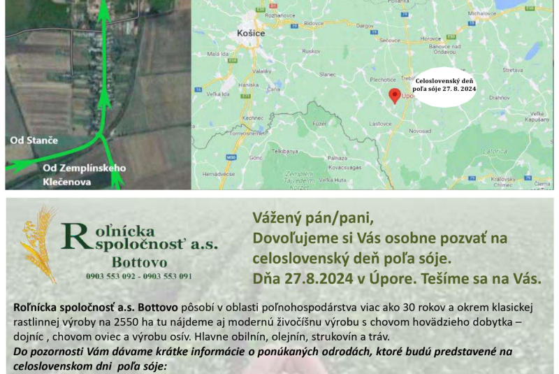 Novinky / Pozvánka na celosovenský deň poľa sóje v Úpore dňa 27.8.2024 - foto