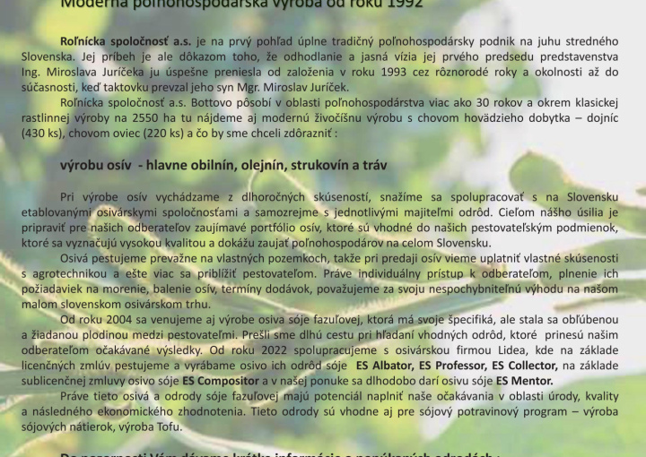 PR leták na celoslovenský deň poľa sóje v Úpore